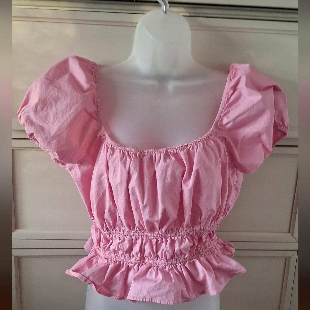 Pink Cotton Peasant Top